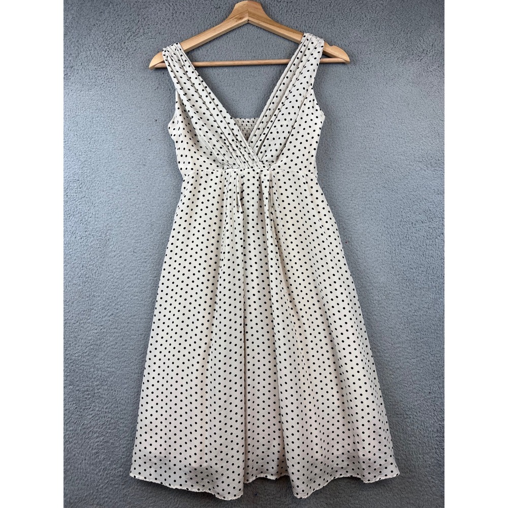 Luxe by Seraphine Polka Dot Smocked Waist Midi Dress‎ Sleeveless V Neck 2
